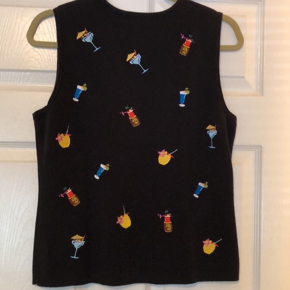 Sz L Cotton Knit “Cocktails” Sleeveless Top - Picture 2 of 3